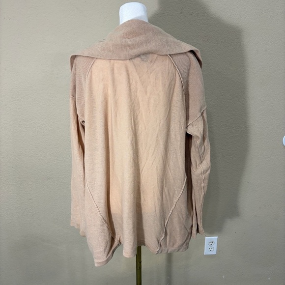 Brochu Walker Women's Beige Linen Blend Open Waterfall Cardigan Sz L Luxury EUC - Picture 2 of 10